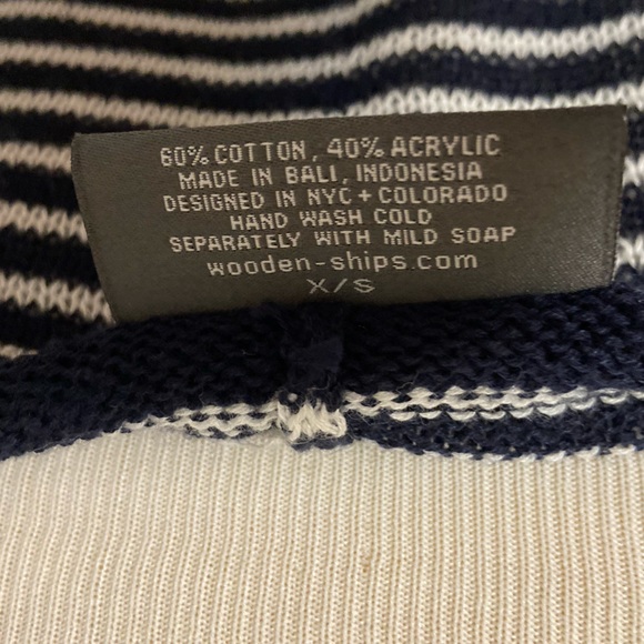 Wooden Ships Slouchy Navy and White Striped Sweater - Picture 7 of 7